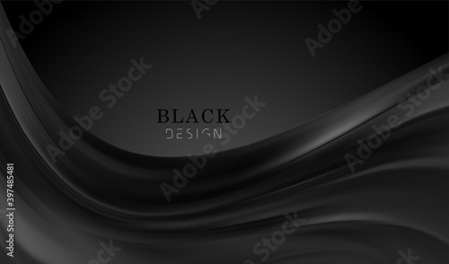 Smooth elegant black satin texture abstract background. Luxurious background design