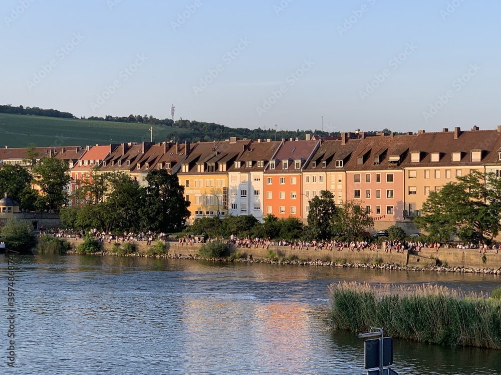 embankment in Germany in würzburg on a Sunny summer day