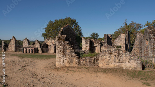 Canvas Print Ruin of the village of Oradour sur Glane in France, remnant of a former war mass