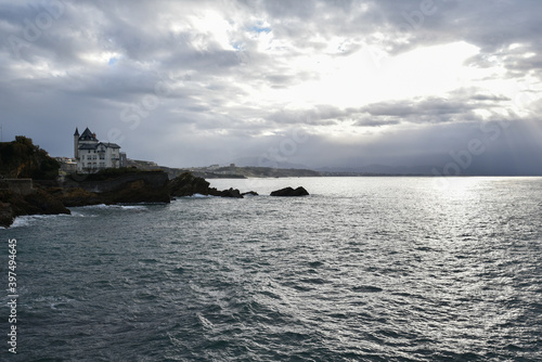 View of the coast in Biarritz in late afternoon in winter