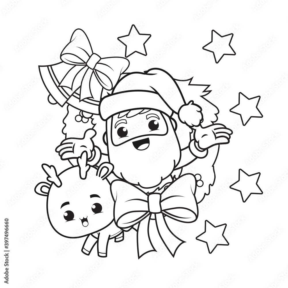 coloring book christmas day with santa claus and cute deer(14) coloring book christmas day with santa claus and cute deer(14)