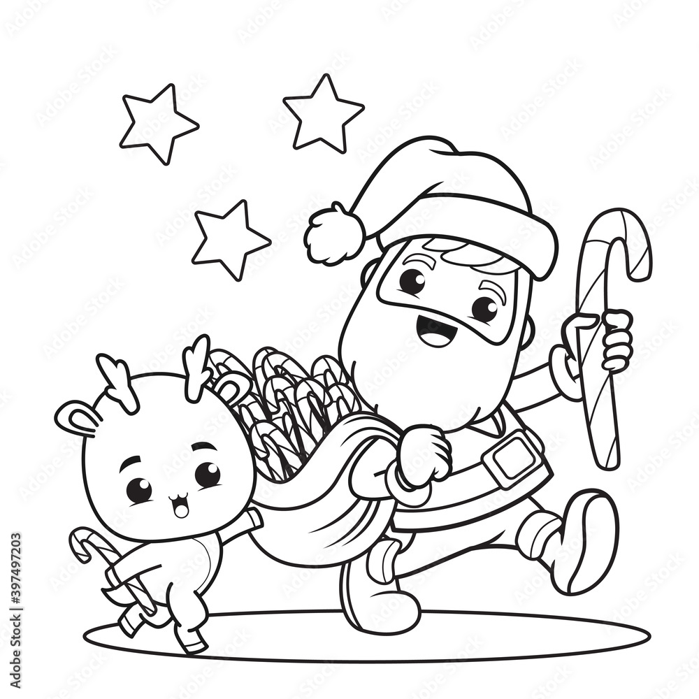 coloring book christmas day with santa claus and cute deer(25) coloring book christmas day with santa claus and cute deer(25)