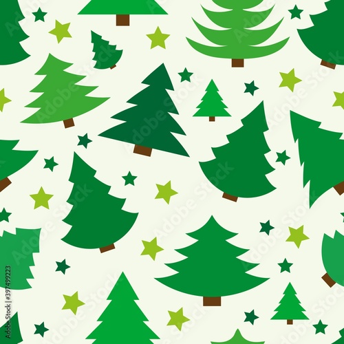 Christmas tree seamless pattern on white background. Vector © nataliakarebina