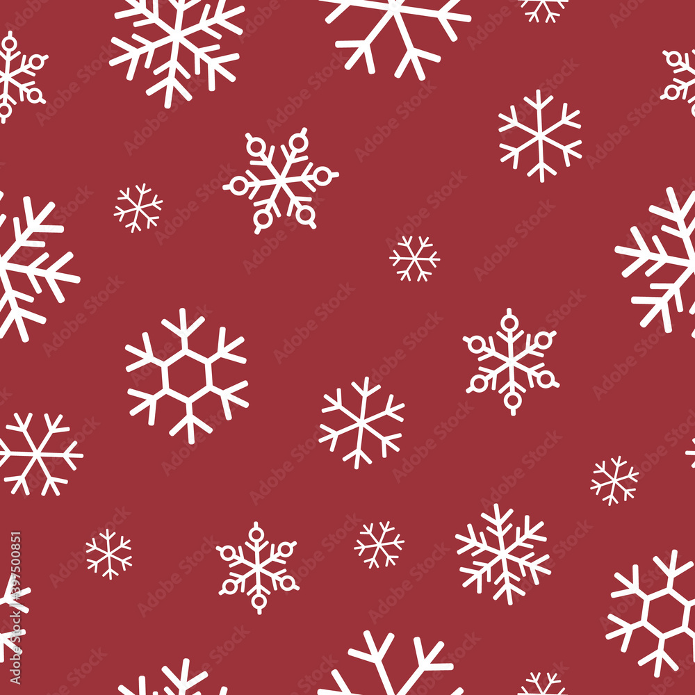 Snowflake vector. Snowflake seamless pattern on a red background. Vector Christmas template. Christmas seamless pattern. Winter snowflakes Snowflake vector. Snowflake seamless pattern on a red background. Vector Christmas template. Christmas seamless pattern. Winter snowflakes