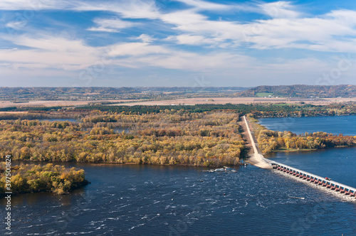 above mississippi river and dam at alma