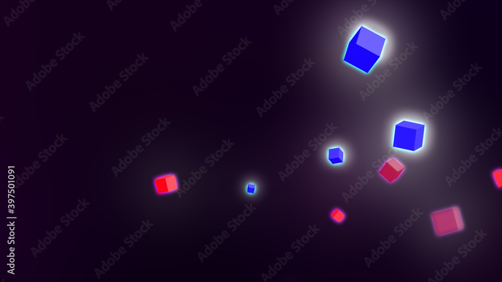 Glowing Multi color Cubes, colored Backdrop illustration background for your web design, banners, titles and texts.