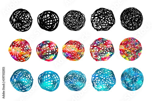 A set of balls of thread. A Multicolored ball of lines. Vector illustration