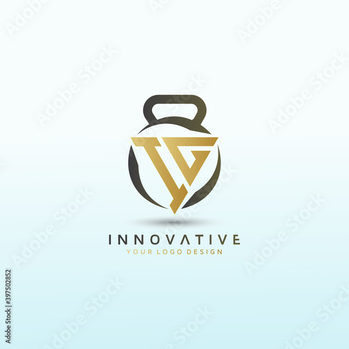 Letter IG vector logo design with dumbbell icon, Fitness Logo Images, Stock Photos & Vectors