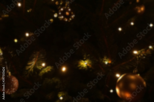 blurred background festive christmas tree outdoor in the night