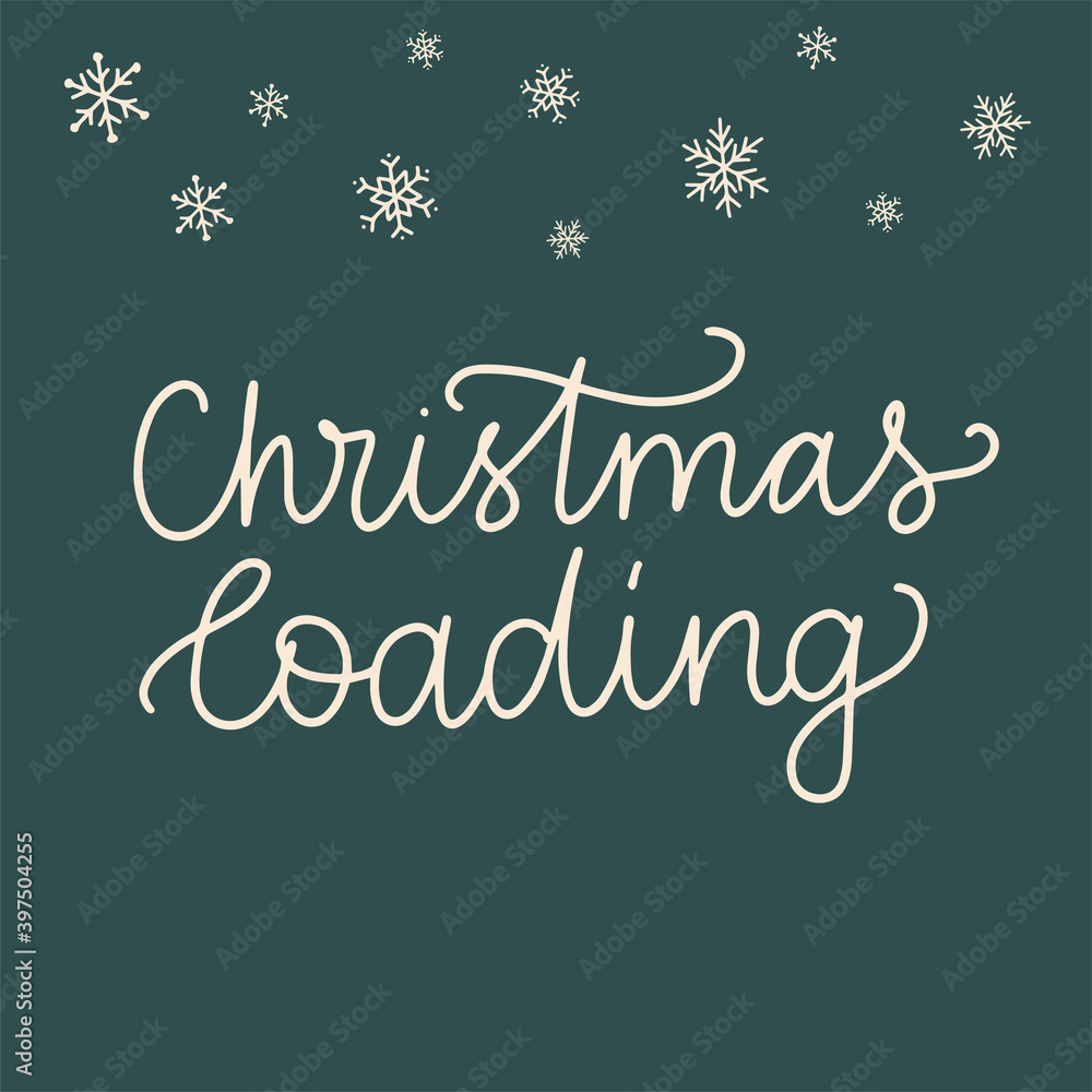 Vector calligraphy illustration of Christmas loading. Every element is isolated on dark background. Concept of winter holidays, Christmas Advent calendar. Greeting card, poster, social media.