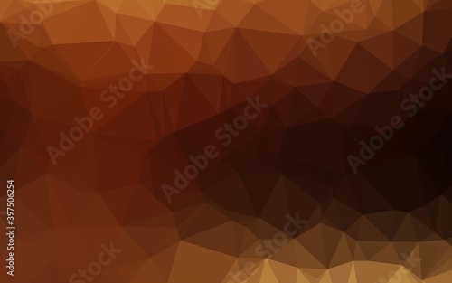 Dark Orange vector shining triangular pattern.