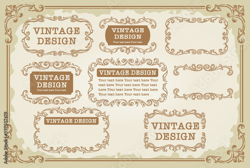 ビンテージ、アンティークな装飾フレームのベクターセット