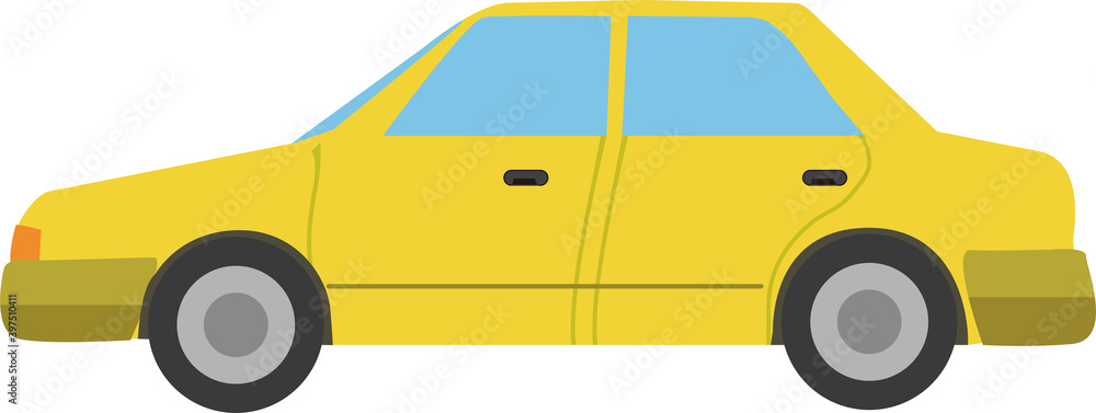 Naklejka premium シンプルな横から見た普通乗用車のイラスト