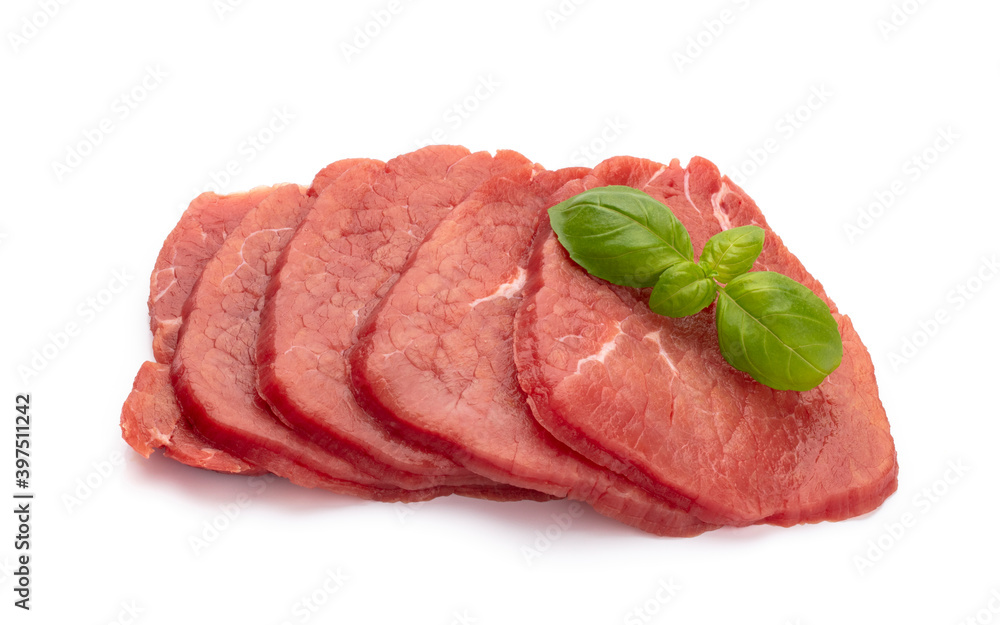 Fresh raw  steaks isolated on white background.................