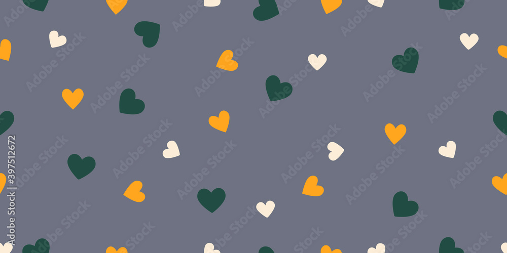 Multicolored hearts on dark grey background seamless pattern Multicolored hearts on dark grey background seamless pattern