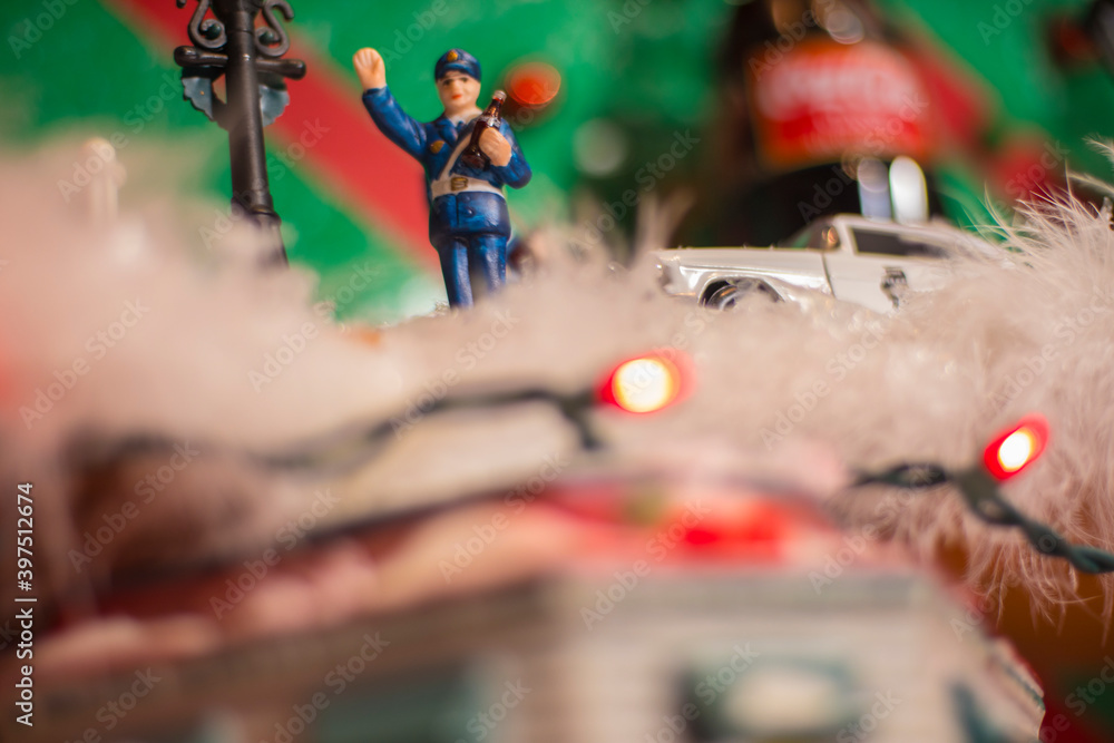 Police officer holiday figurine waving Police officer holiday figurine waving