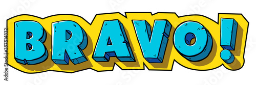 Word "Bravo" Cartoon Style Sticker