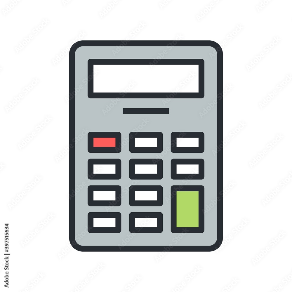 Calculator vector icon in flat design style. Accounting, math sign. Calculator vector icon in flat design style. Accounting, math sign.