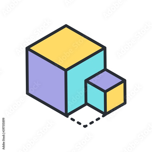 Creative cubes abstract design concept. Solution puzzle icon.