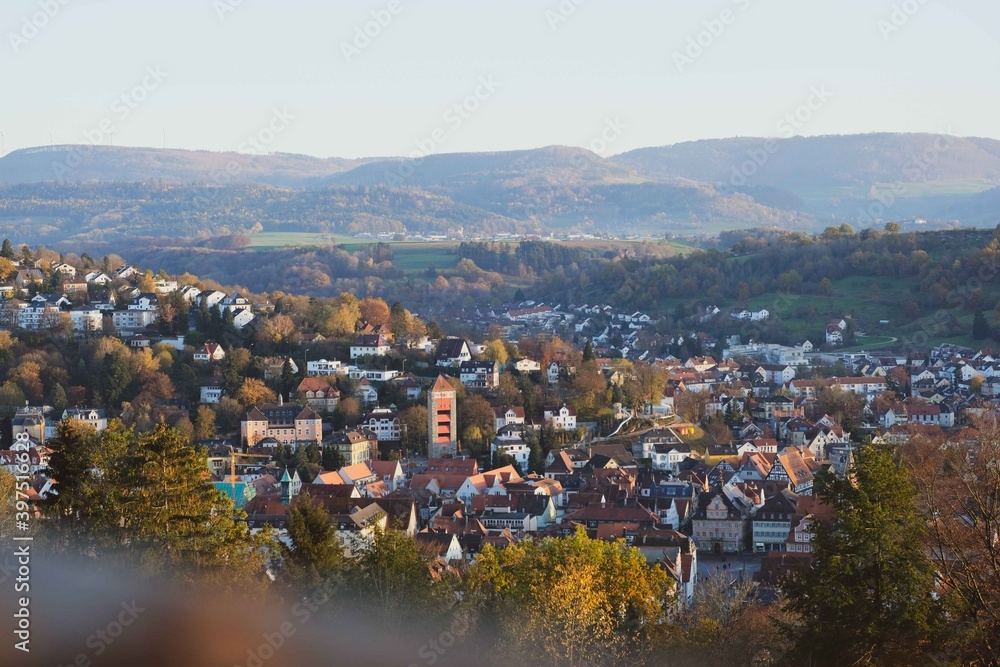 Schwäbisch Gmünd Ausblick Panorama Luftbild Lindenturm Herbst