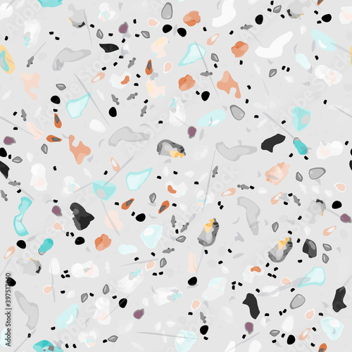 Terrazzo Texture Vector. Flooring Seamless Pattern