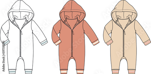 flat sketch clothes for baby girls.