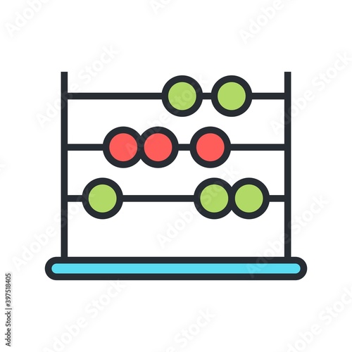 Abacus icon in flat design style. Vintage calculation sign. Finance, accounting concept.