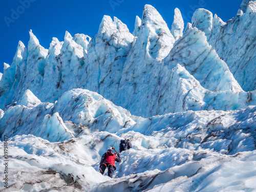 Ice Climbers on the Coleman Icefall at Mount Baker in North Cascades Washington