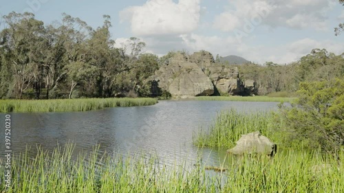 zoom out shot of dunns swamp, or ganguddy, a beautiful, serene waterway  in wollemi national park of nsw, australia photo