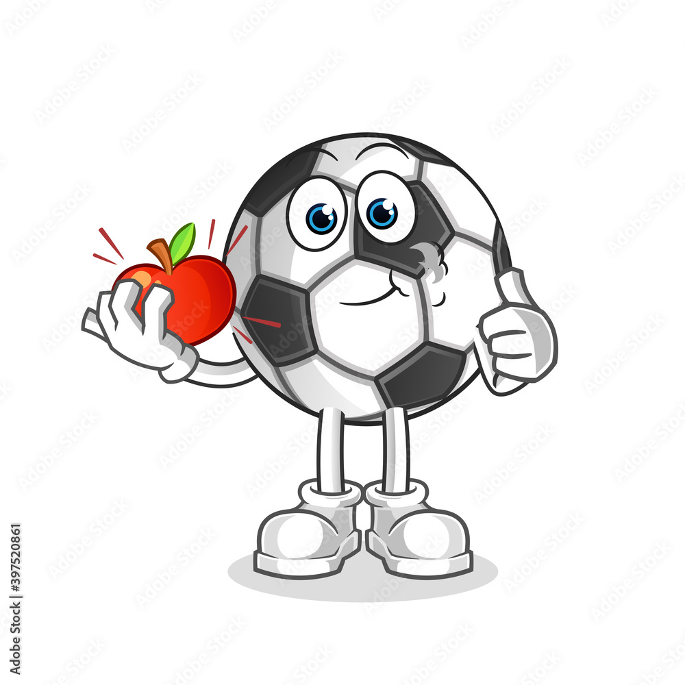 Naklejka premium ball eating an apple illustration. character vector