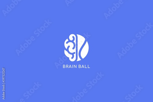 unique brain and ball logotype, creative vector based icon template.