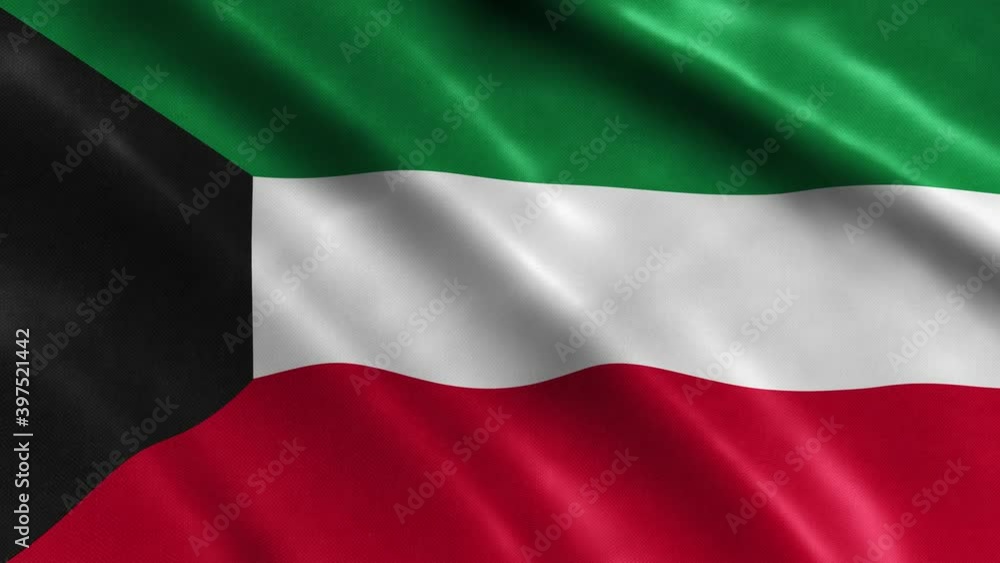 Kuwait National Flag Country Banner Waving 3D Loop Animation. High Quality 4K Resolution. Kuwait National Flag Country Banner Waving 3D Loop Animation. High Quality 4K Resolution.