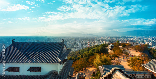 Matsuyama Castle in Matsuyama, Japan on bright clear day photo