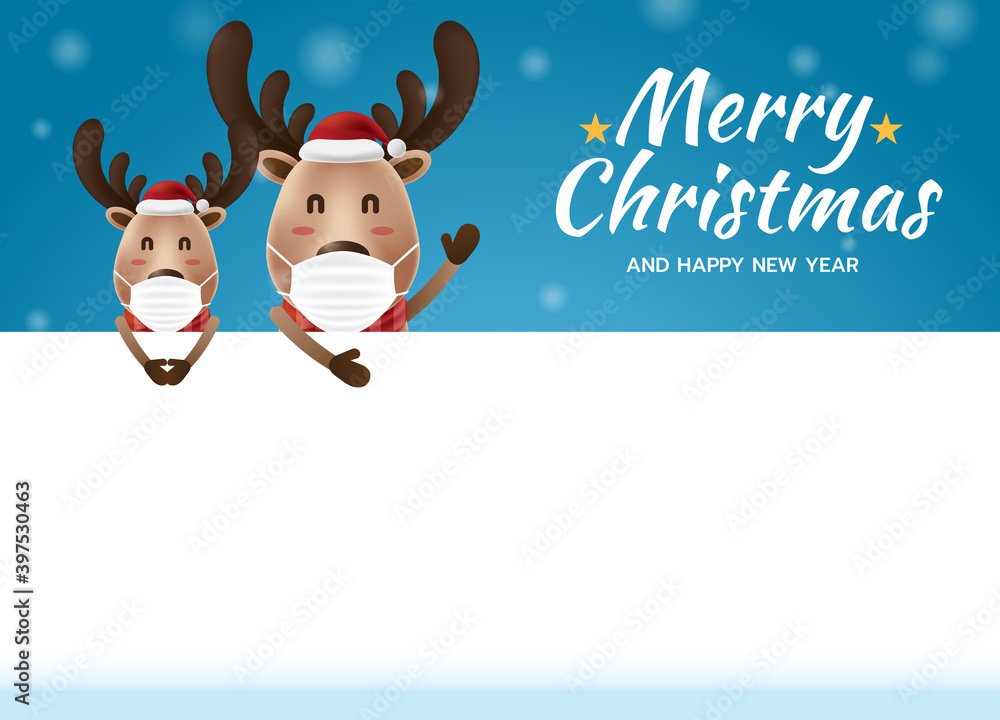 Merry Christmas and Happy New Year, Reindeer blank greeting card template Merry Christmas and Happy New Year, Reindeer blank greeting card template