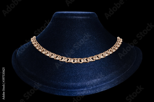 Jewelry gold braided chain around the neck