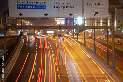 Photography Long Exposure at Beylikduzu Square at night during the pandemic