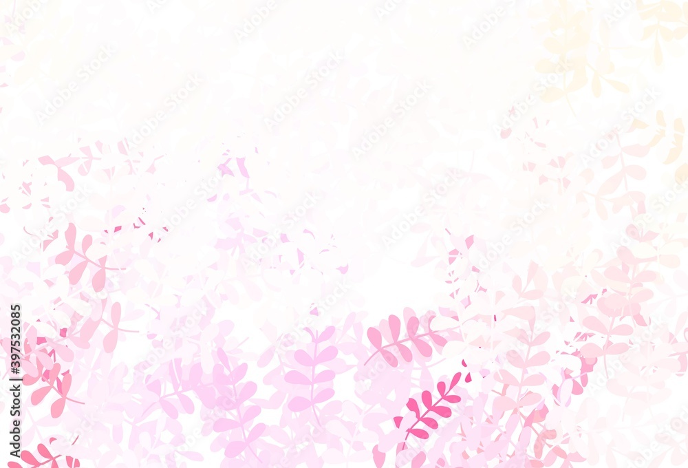 Light Pink, Yellow vector elegant template with leaves. Light Pink, Yellow vector elegant template with leaves.