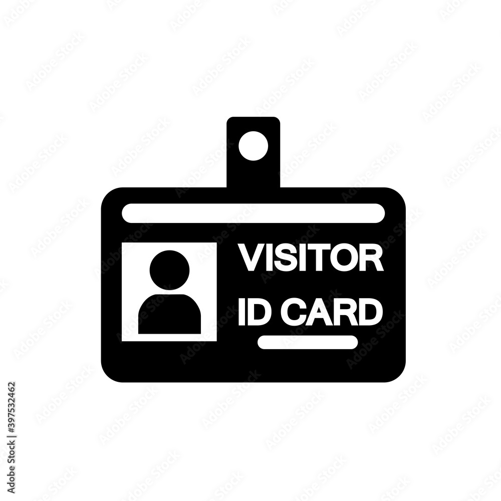 Visitor ID Card Black Icon, Vector Illustration, Isolate On White Background Label. EPS10 Visitor ID Card Black Icon, Vector Illustration, Isolate On White Background Label. EPS10