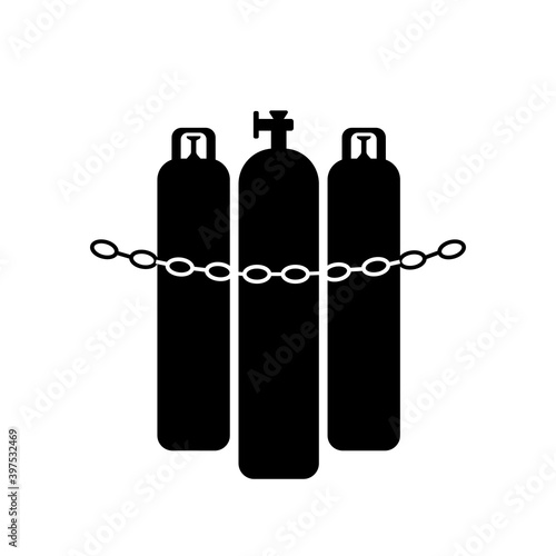 Chained Cylinders Black Icon, Vector Illustration, Isolate On White Background Label. EPS10