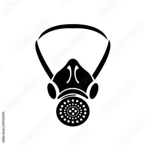 Respiratory Protection Black Icon, Vector Illustration, Isolate On White Background Label. EPS10