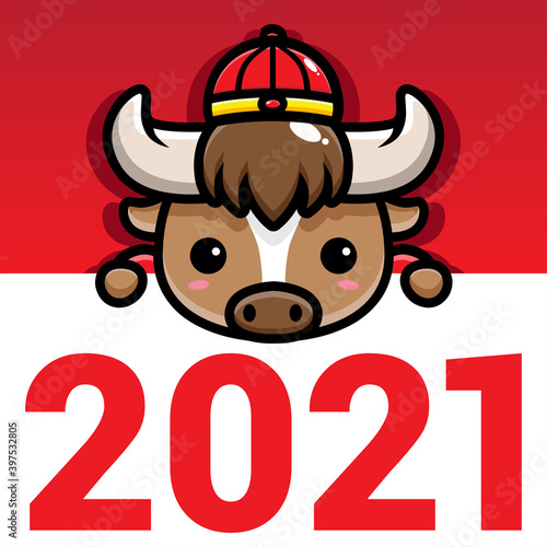 cute buffalo characters and 2021 calendar year