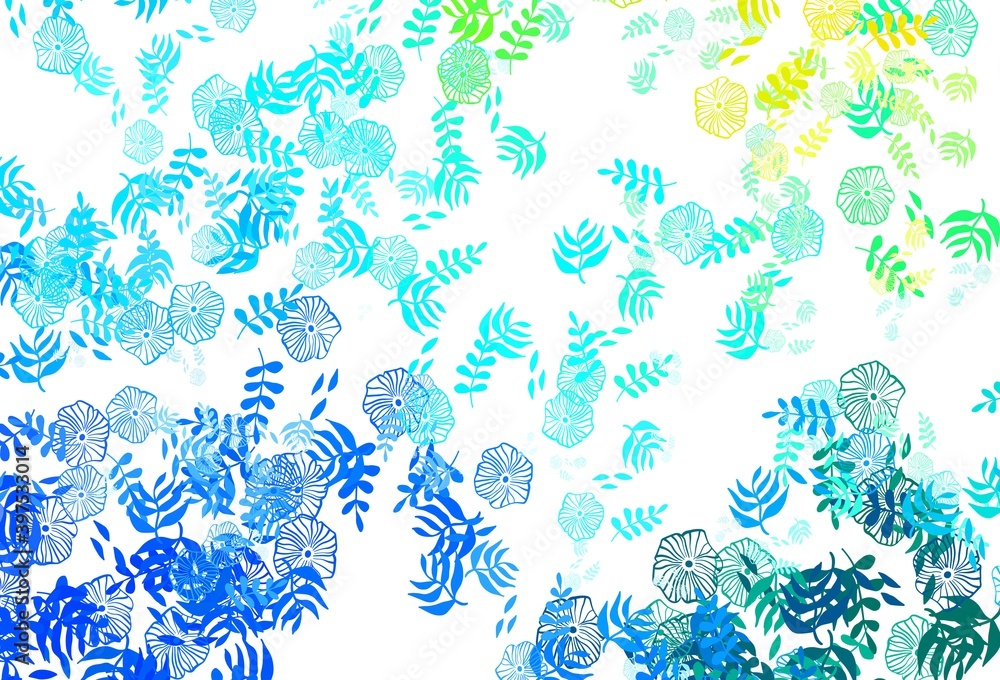 Light Blue, Green vector elegant template with leaves, flowers. Light Blue, Green vector elegant template with leaves, flowers.