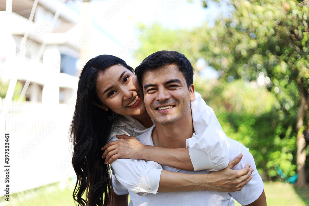 Happiness young couple smile and resting at home in holiday weekend. Happiness young couple smile and resting at home in holiday weekend.