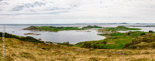 Obraz na płótnie A view on Fjoloy and Klosteroy islands from top of Mastravarden hill on Mosteroy, Norway, May 2018 w salonie