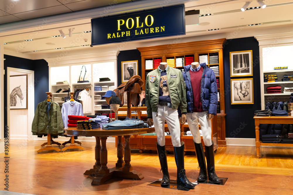 Interior view of Polo Ralph Lauren store in Hamad International Airport. It  is an American fashion