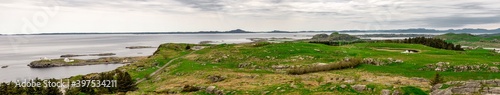 Obraz na płótnie Scenic panorama of Fjoloy island from the sentry viewpoint in historical fortress site, Rennesoy kommune, Stavanger, Norway, May 2018 w salonie