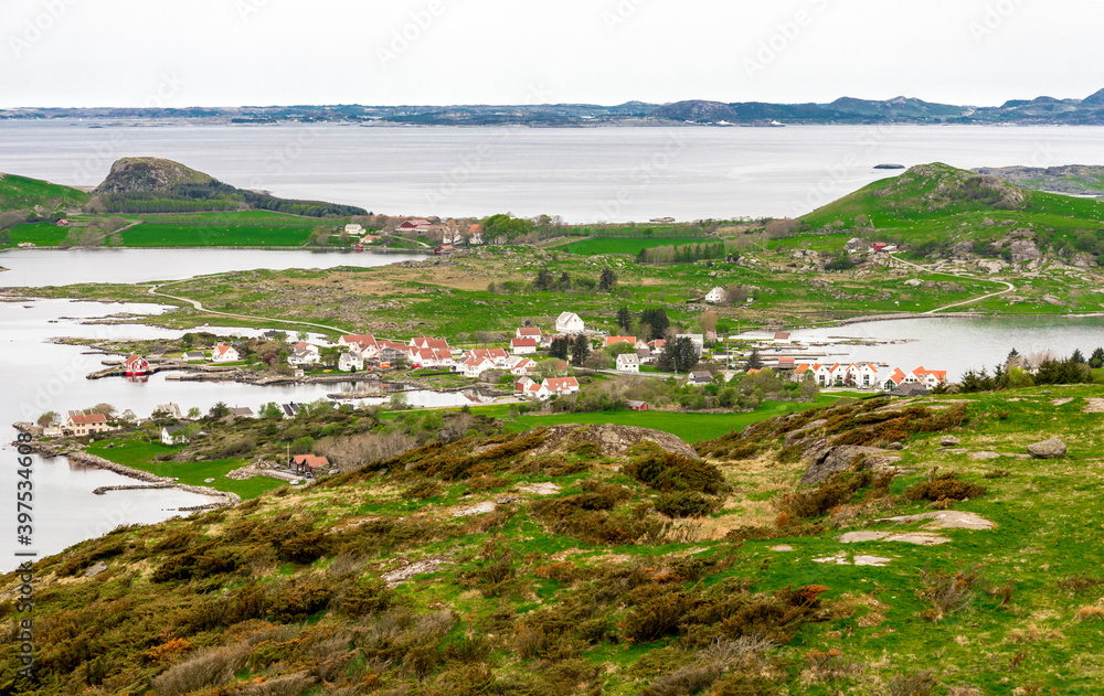 A small scenic village on Klosteroy island, Rennesoy kommune, near Stavanger, Norway, May 2018