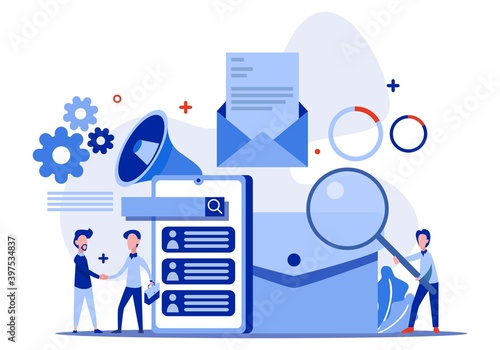 Tiny people illustration recruitment of business people. recruitment concept. HR managers, job seekers, resumes. Vector illustration