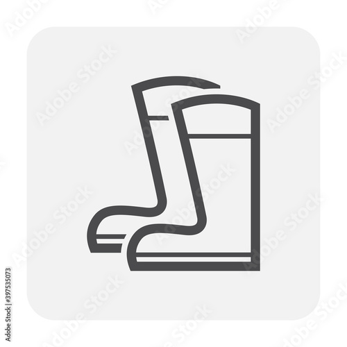 Safety boot or safety shoe vector icon. That footwear is personal protective equipment (PPE) for wear to work in construction site to protection, safe or prevent foot of builder or worker injury.