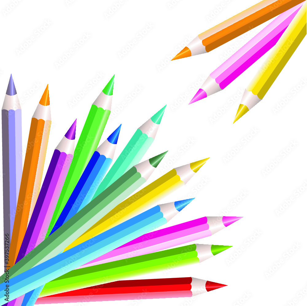 colour pencils isolated on white background